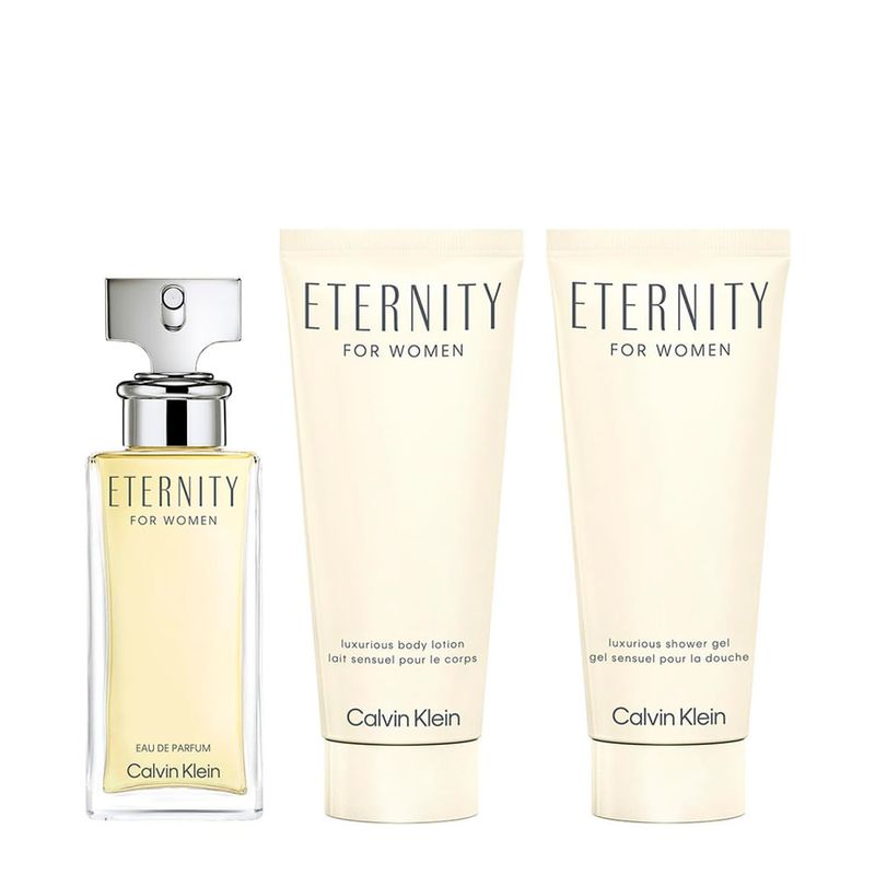 Kit Calvin Klein Eternity Feminino - Eau de Parfum 50ml + Body Lotion 100ml + Shower Gel 100ml