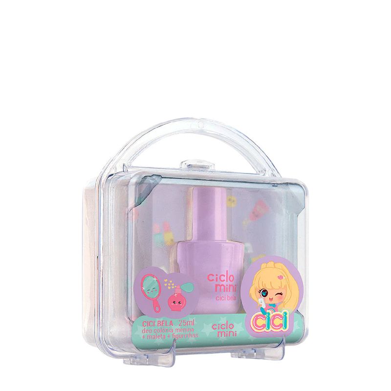 Kit Ciclo Mini Cici Bela Infantil - Deo Colônia 25ml + Maleta + Figurinhas