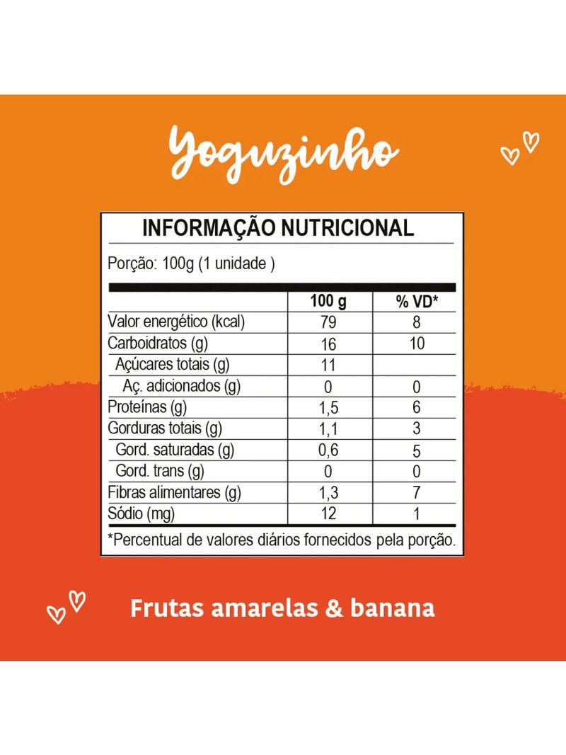 Yoguzinho de Frutas Amarelas e Banana Papapá 100g