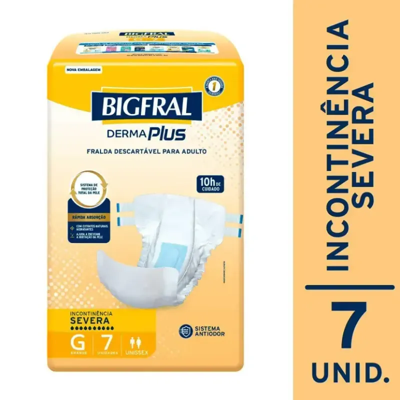 Fralda Bigfral  Derma Plus G - 7 Unidades