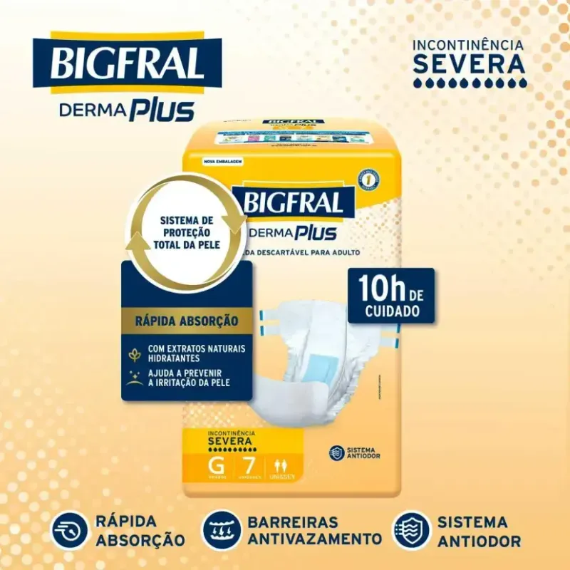 Fralda Bigfral  Derma Plus G - 7 Unidades
