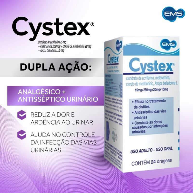 Cystex Antisséptico das Vias Urinárias 24 Drágeas EMS