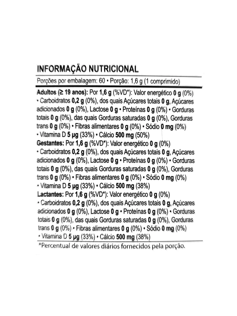 OsteoFix Carbonato de Cálcio 1250mg 200UI C/60 Comprimidos