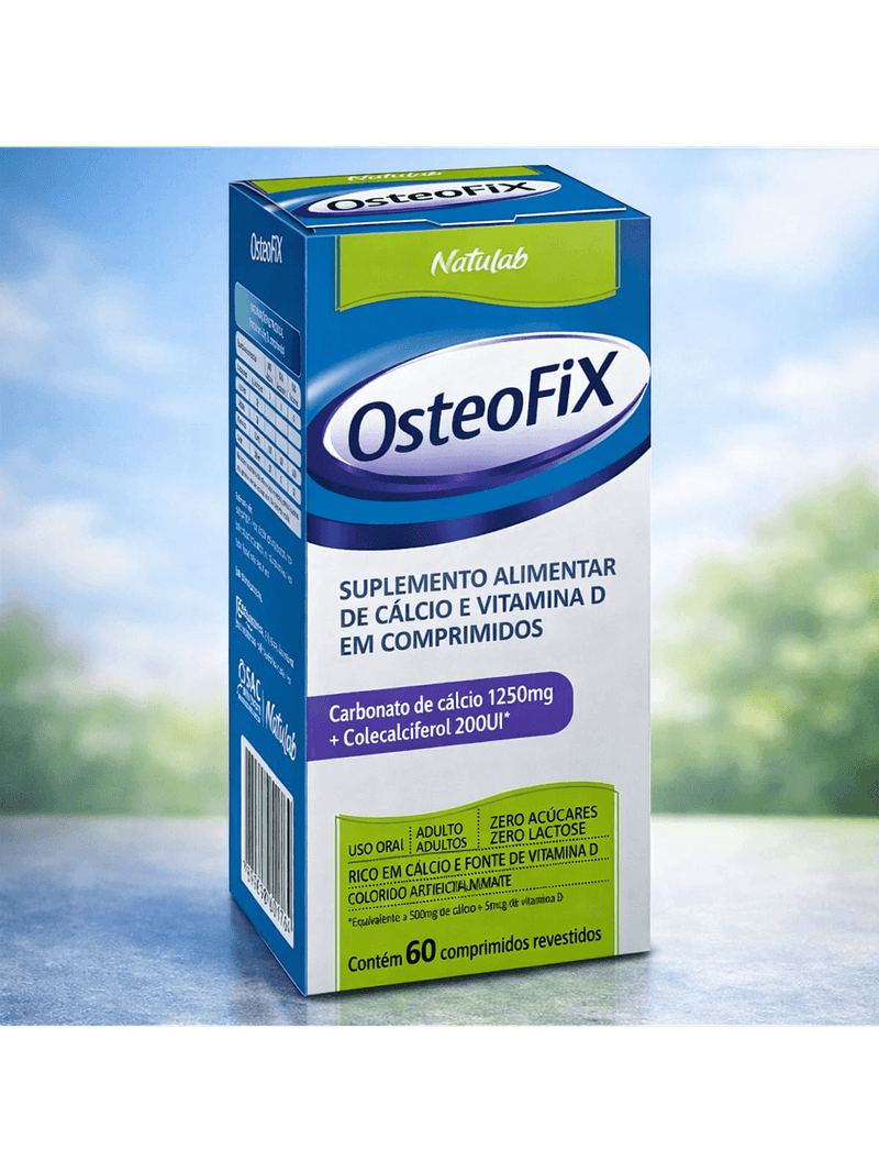 OsteoFix Carbonato de Cálcio 1250mg 200UI C/60 Comprimidos