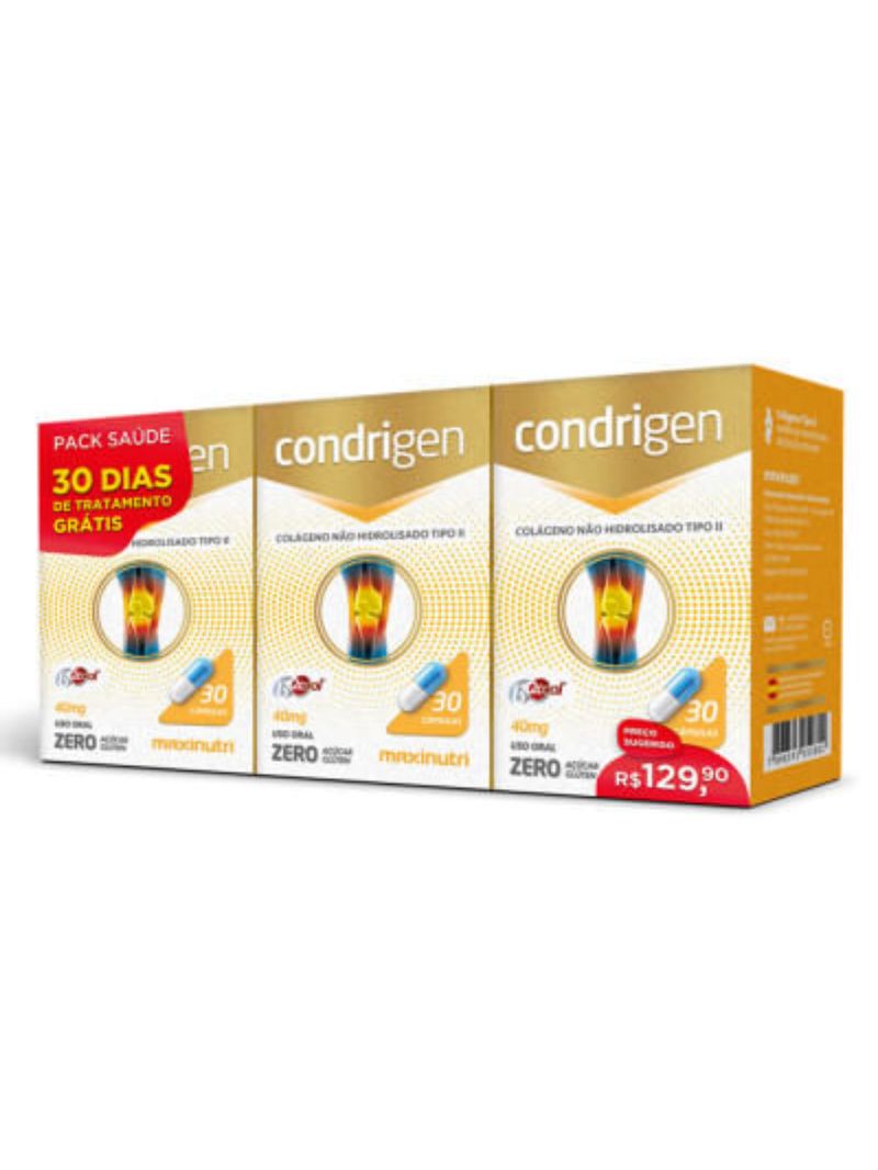 Kit 3x30 Condrigen Colágeno Tipo II 40MG C/90 Cápsulas - Maxinutri
