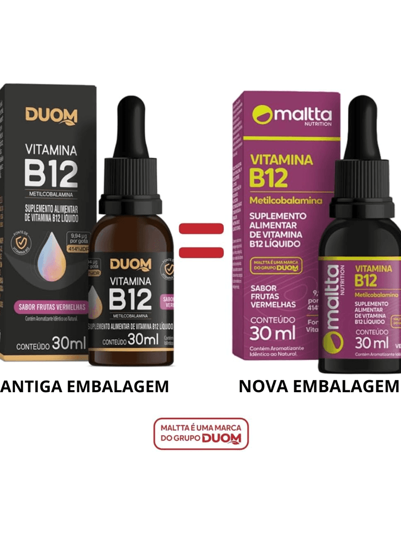 Kit C/2 Vitamina B12 Solução 30ml Frutas Vermelhas - Maltta