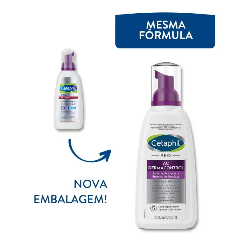 Espuma de Limpeza Facial Pro AC Control Matificante 236ml Cetaphil 3