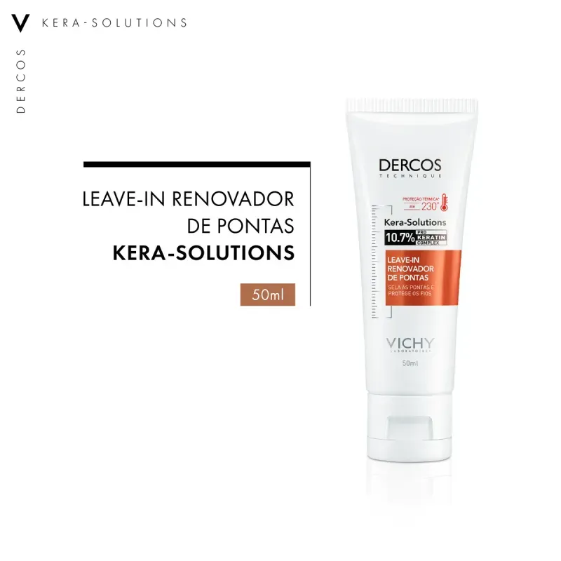 Leave-in Dercos Kera-Sol Ultraleve 50ml Vichy Renovador de pontas e proteção térmica 3