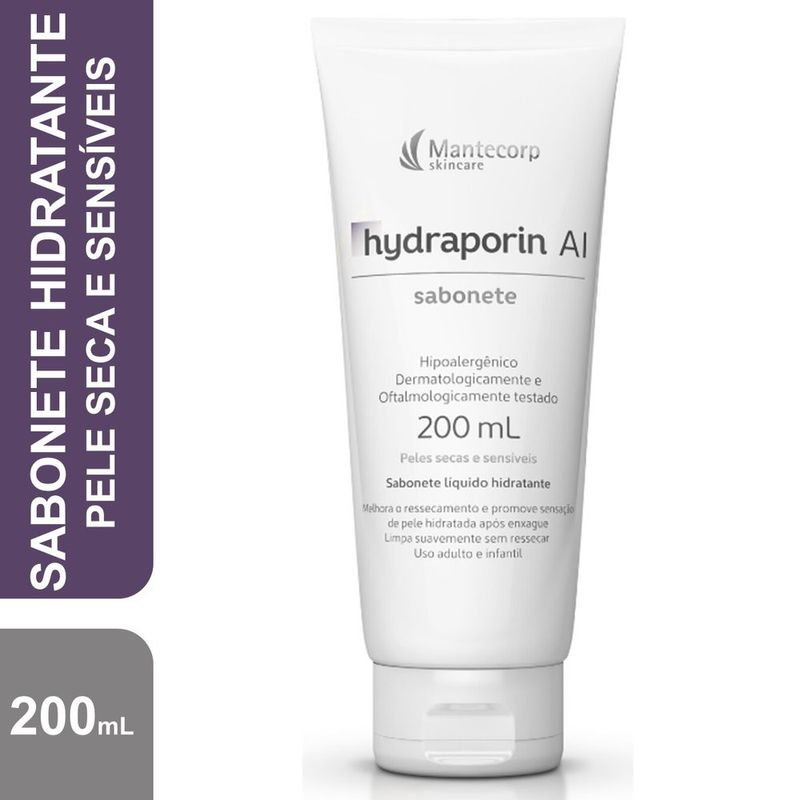 Sabonete Líquido Hidratante Hydraporin AI 200 mL Mantecorp para peles secas e sensíveis 2