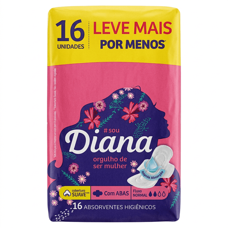 Absorvente com Abas Suave 16 Unidades Diana 1