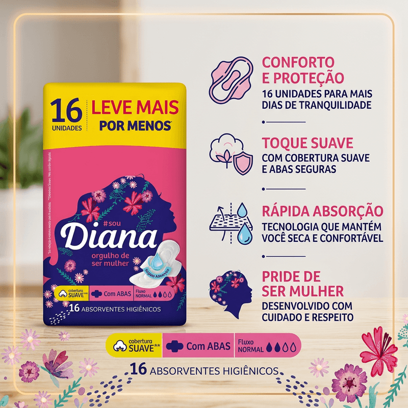 Absorvente com Abas Suave 16 Unidades Diana 3