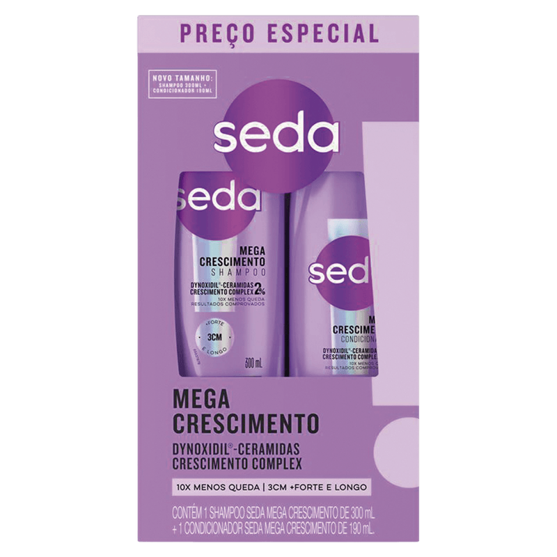 Kit Shampoo 300ml + Condicionador 190ml Seda Mega Crescimento