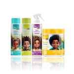 Kit Shampoo e Condicionador + Spray 300ml + Gelatina 500g Linha Kids bnCachos