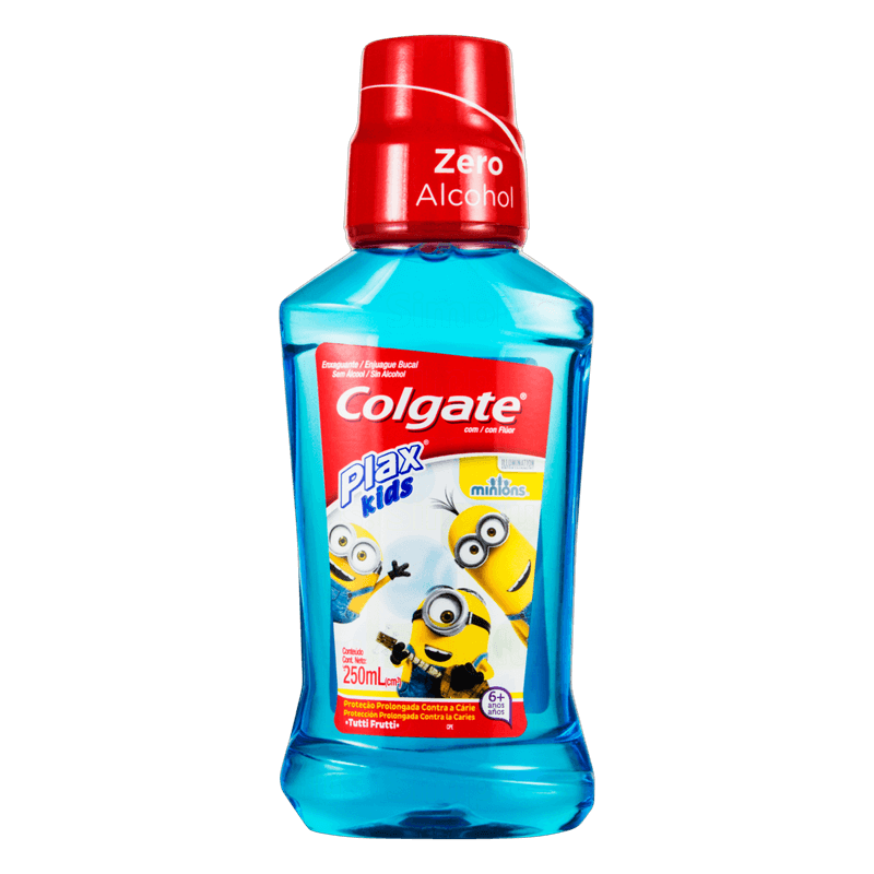 Enxaguante Bucal Zero Álcool Tutti Frutti Minions Colgate Plax Kids - 250ml