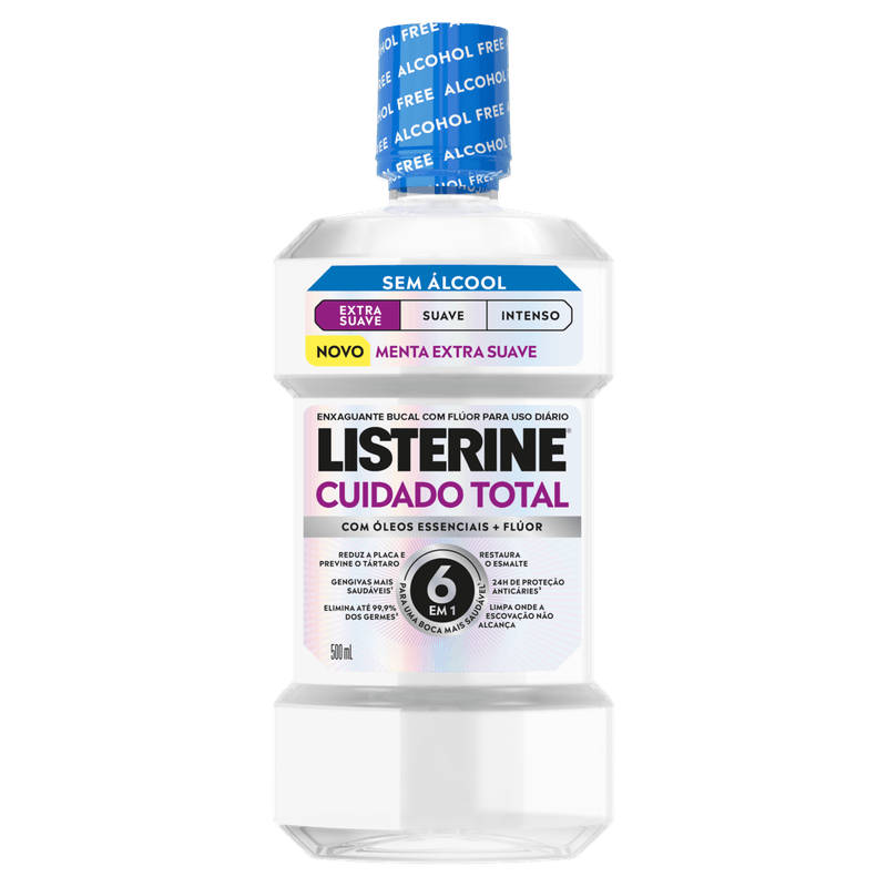 Enxaguante Bucal Listerine Cuidado Total Menta Extra Suave Zero Álcool 500ml