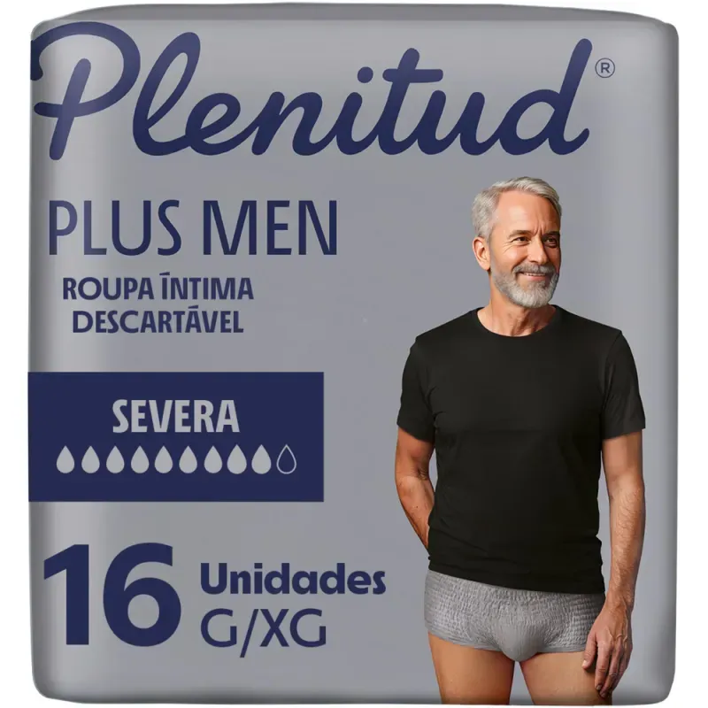 Plenitud Plus Men Roupa Íntima Masculino G/XG - 16 Unidades