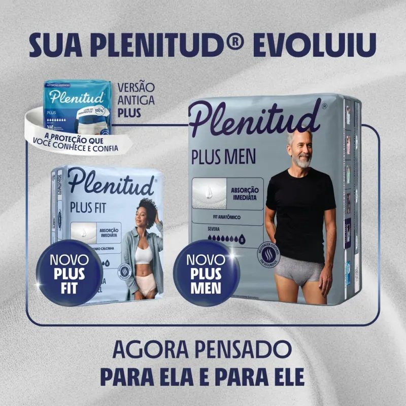 Plenitud Plus Men Roupa Íntima Masculino G/XG - 16 Unidades