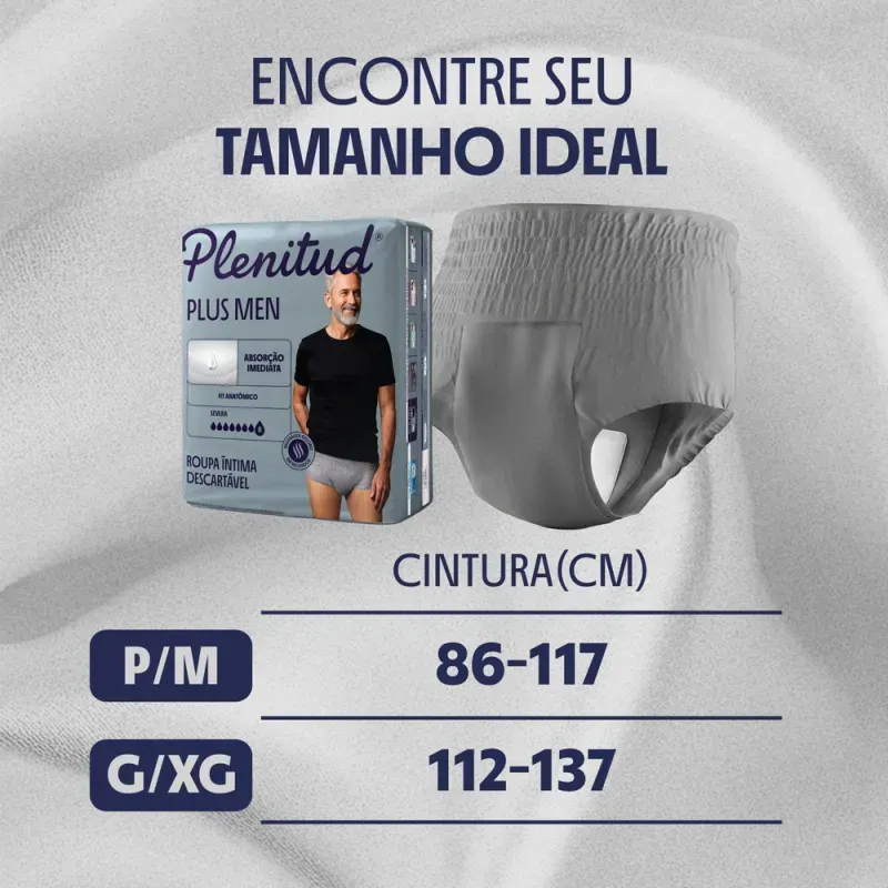 Plenitud Plus Men Roupa Íntima Masculino G/XG - 16 Unidades