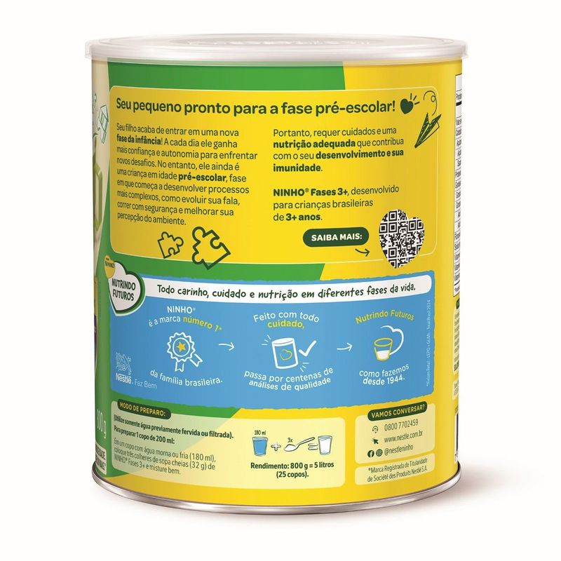 Composto Lácteo Ninho Fases 3+ 800g