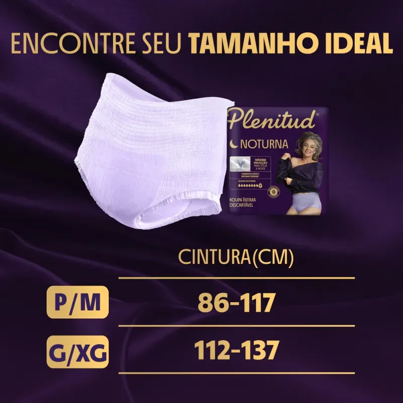 Plenitud Noturna Roupa Íntima Máxima Absorção P/M - 14 Unidades