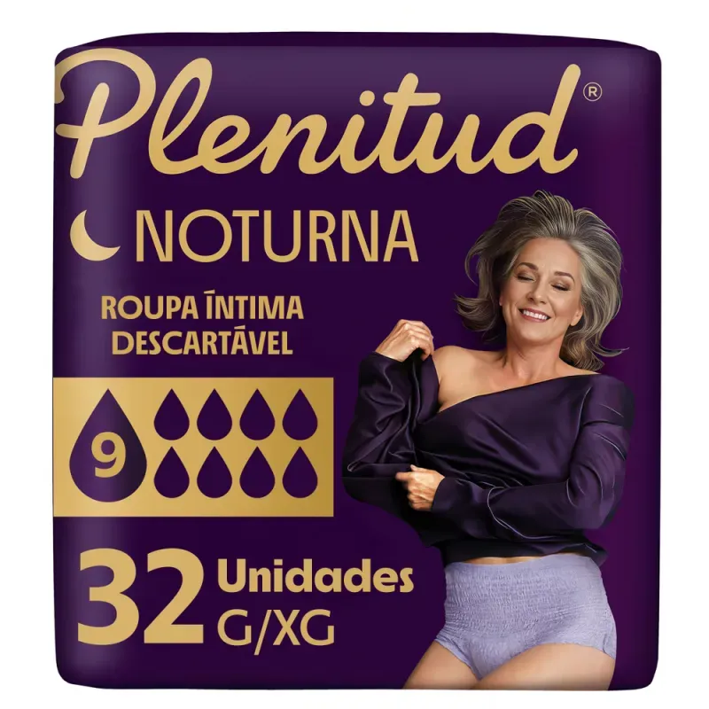 Roupa Íntima Descartável Unissex Plenitud Noturna G/XG - 32 Unidades