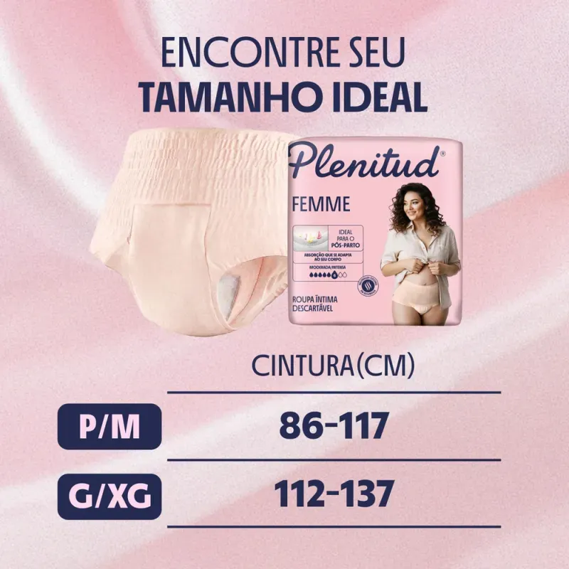 Plenitud Femme Roupa Íntima Pós-Parto G/XG - 8 Unidades