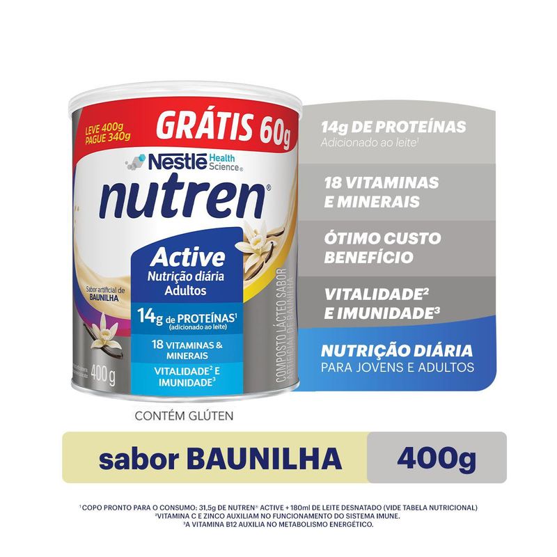 Complemento Alimentar Nutren Active Baunilha - 400g