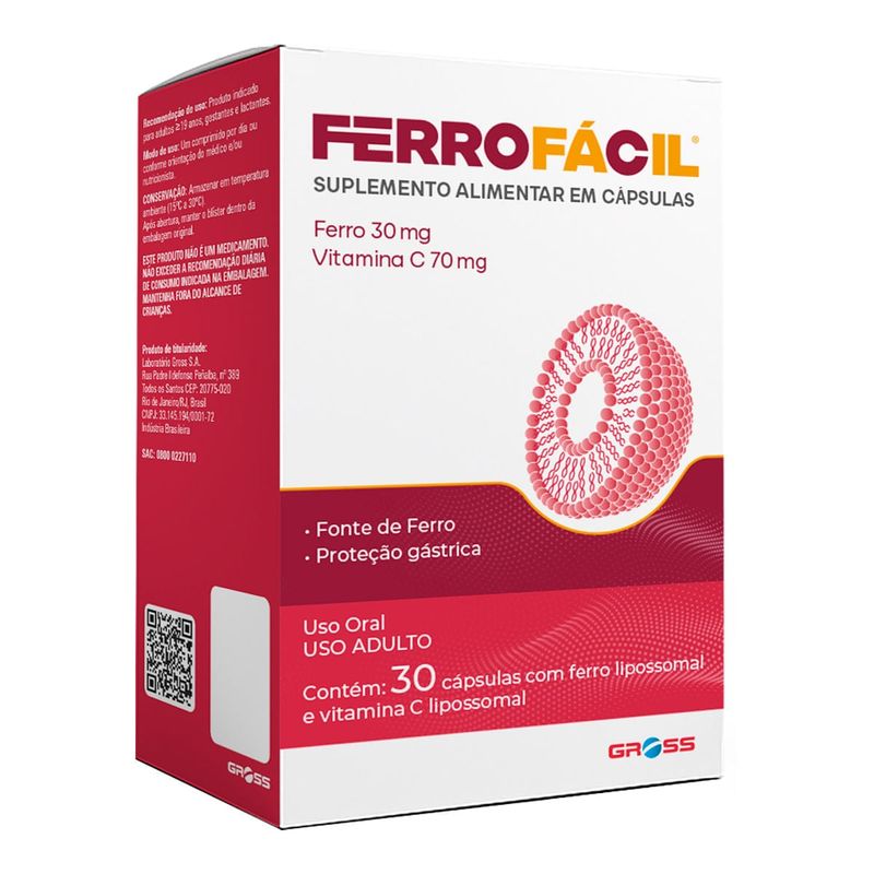 Suplemento Alimentar Ferrofacil - 30 Cápsulas