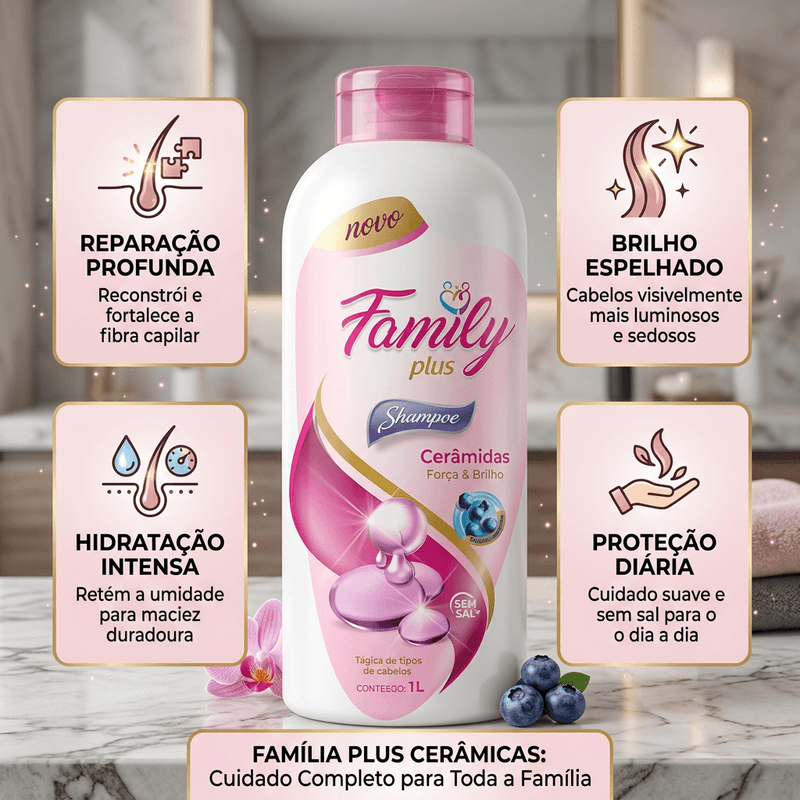 Shampoo Family Plus Ceramidas 1L - Kelma 3