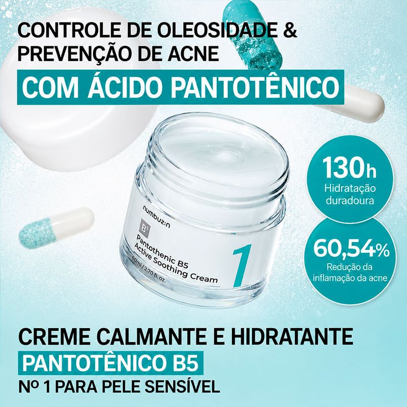 Numbuzin Nº 1 Pantothenic B5 Active Soothing Cream - Creme Facial Calmante 80ml
