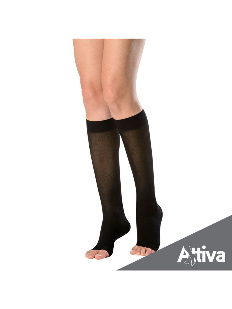 Meia ¾ Panturrilha Attiva Alta Compressao 20-30 Fem Aberta Preta Tamanho M Cor PRETA