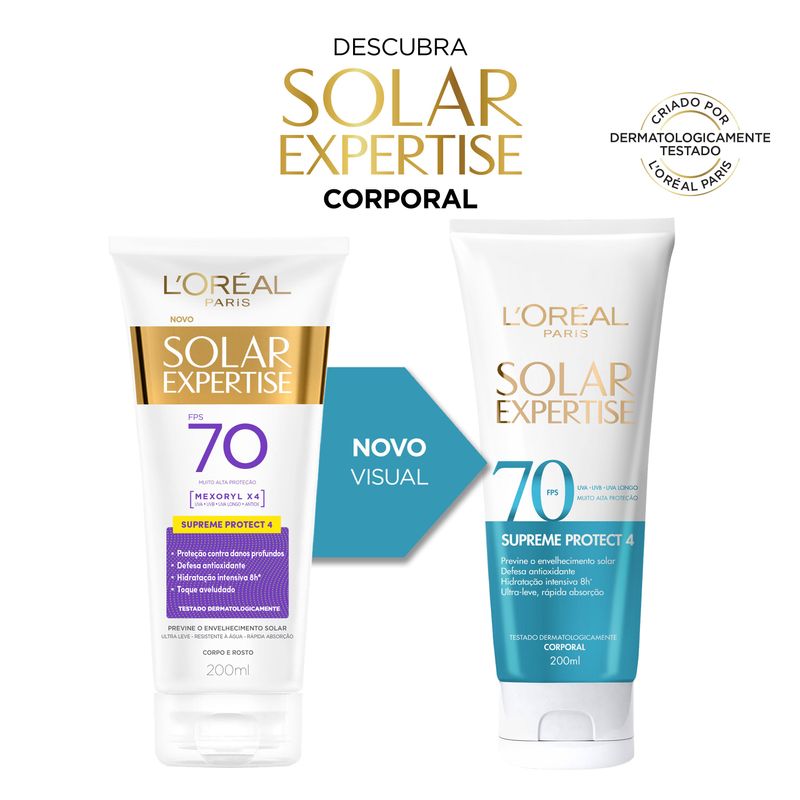 Protetor Solar Corporal L'Oréal Paris Solar Expertise Supreme Protect 4 FPS 70, 200ml 3