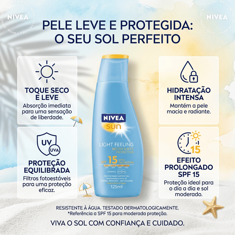 Protetor Solar Nivea Light Feel Fps15 125Ml - Nivea Sun 4