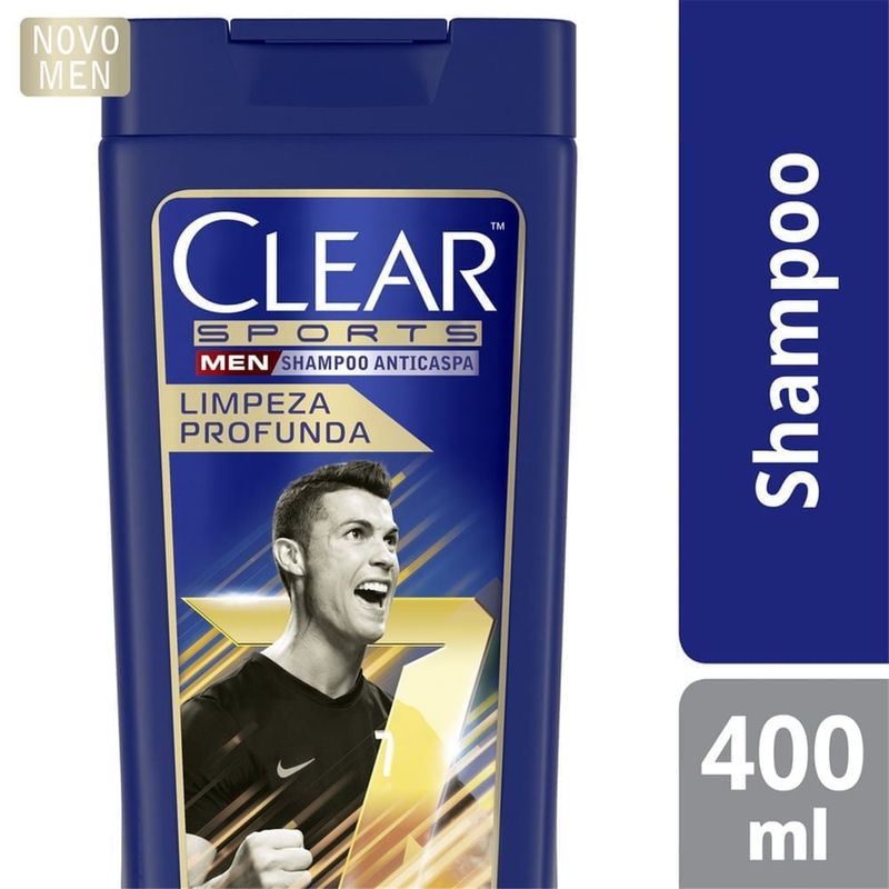 Shampoo Anticaspa Clear Men Sports Frasco 400ml 1