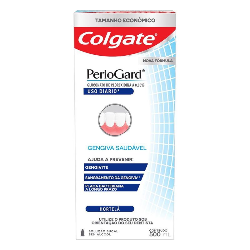 Enxaguante Bucal Zero Álcool Hortelã Colgate PerioGard Gengiva Saudável Caixa 500ml Tamanho Econômico 3