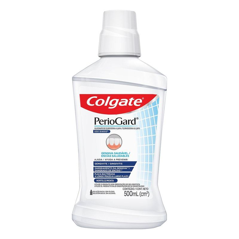 Enxaguante Bucal Zero Álcool Hortelã Colgate PerioGard Gengiva Saudável Caixa 500ml Tamanho Econômico 4