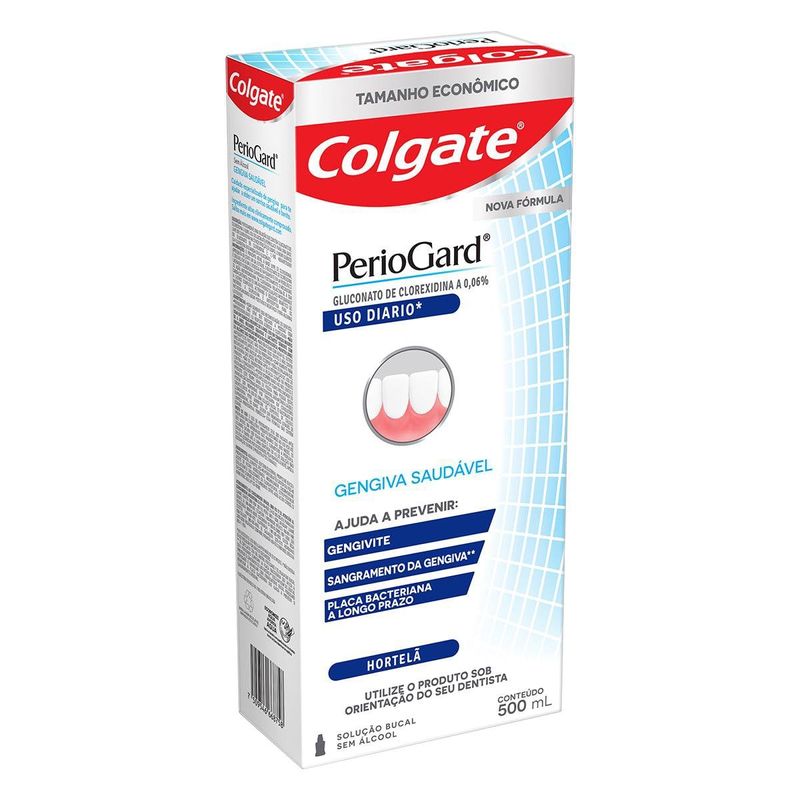 Enxaguante Bucal Zero Álcool Hortelã Colgate PerioGard Gengiva Saudável Caixa 500ml Tamanho Econômico 5