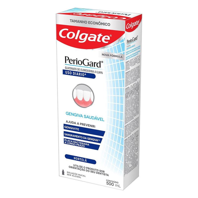 Enxaguante Bucal Zero Álcool Hortelã Colgate PerioGard Gengiva Saudável Caixa 500ml Tamanho Econômico 6