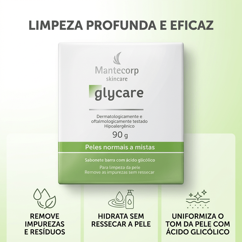 Sabonete Facial Glycare Mantecorp Skincare 90g Barra 3