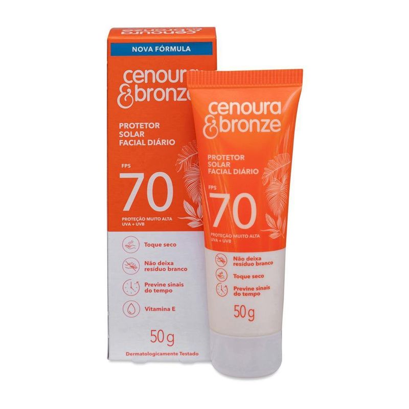Protetor Solar Facial Cenoura e Bronze FPS 70-50g 1