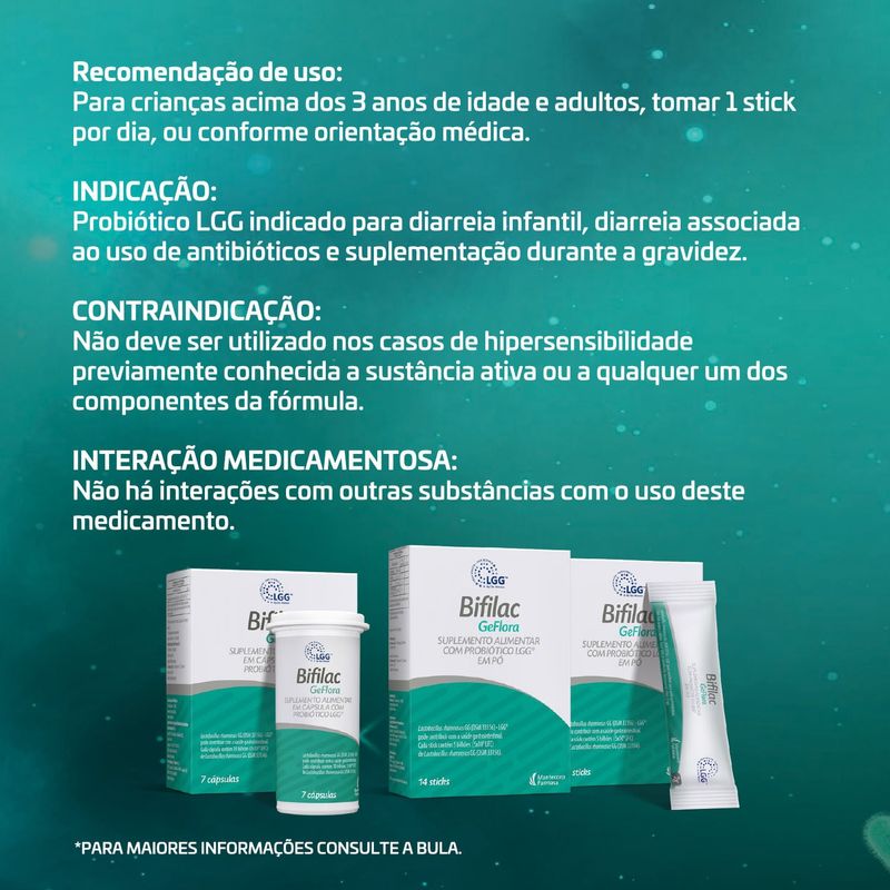 Suplemento Probiótico Bifilac Geflora 2g Stick 14 Unidades 3