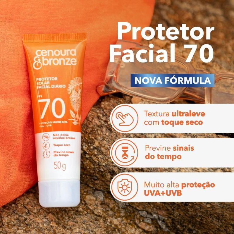 Protetor Solar Facial C/Bron Fps70 50G - Cenoura Bronze 2