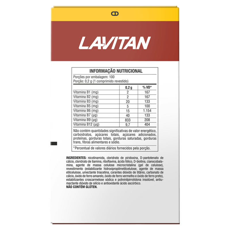 Vitamina B12 Lavitan - 100 Comprimidos Revestidos