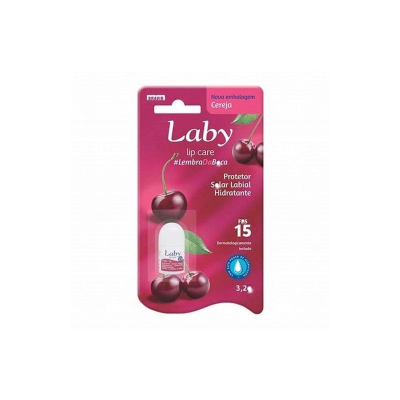 Protetor Solar Labial Laby Cereja Pushampoo Pull Stick Fps15 3,2G - Laby 1