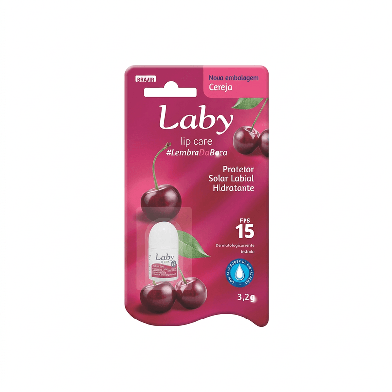 Protetor Solar Labial Laby Cereja Pushampoo Pull Stick Fps15 3,2G - Laby 2