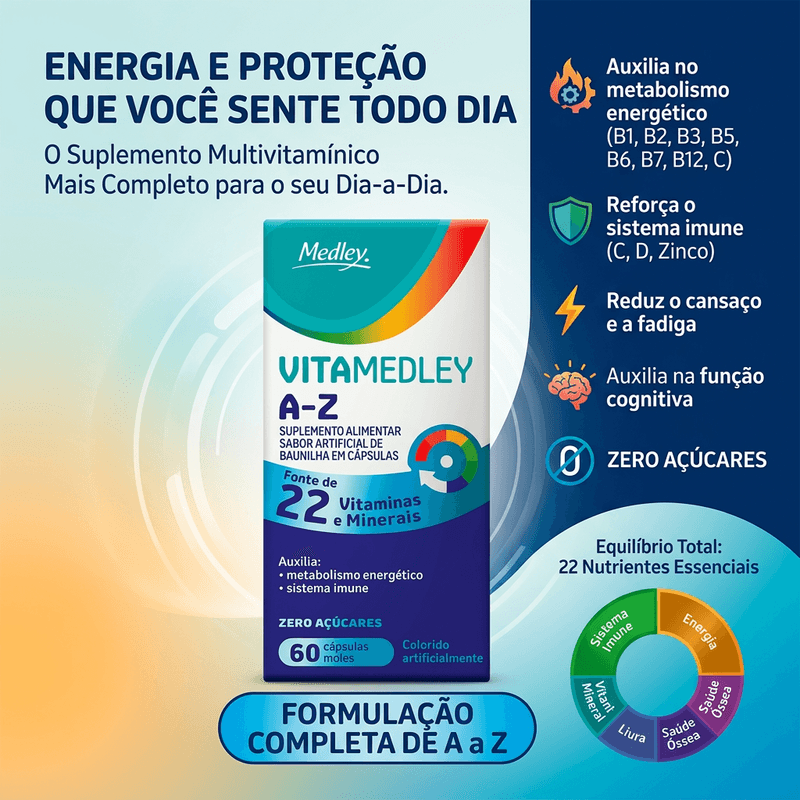 Suplemento Alimentar VITA MEDLEY AZ 60 Cápsulas Moles 3