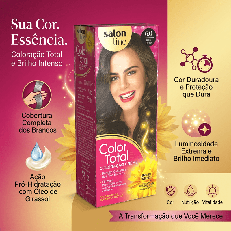 Tintura Salon Line Color Tot 6.0 Loção Escuro - Salon Line Color Total 3