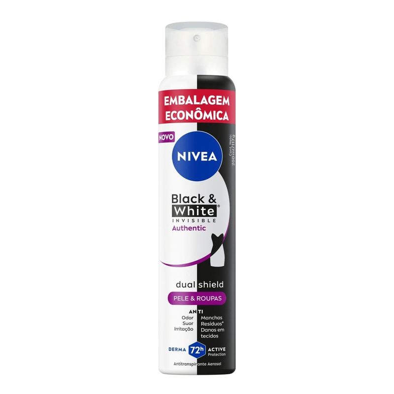 Desodorante Antitranspirante Aerossol Nivea Invisible Black & White Authentic 200ml 1