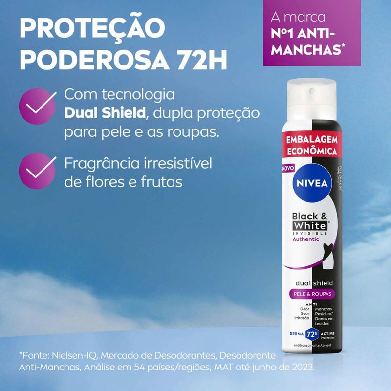 Desodorante Antitranspirante Aerossol Nivea Invisible Black & White Authentic 200ml 2