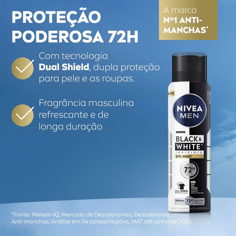 Desodorante Antitranspirante Aerossol Nivea Men Invisible Black & White Epic Night 150ml 2